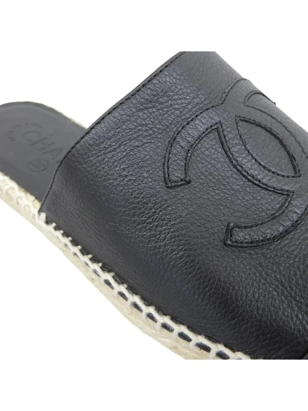 Chanel Leather CC Logo Sandals Black
